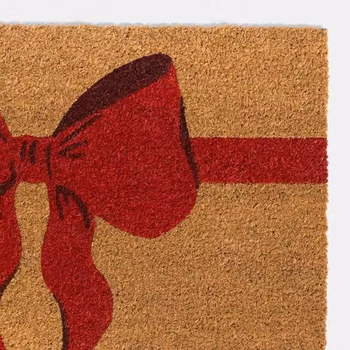 OHS Bow Print Coir Doormat, Non-Slip Indoor and Outdoor Rug in Red and Sand, W/D: 60 x 40 cm – 3