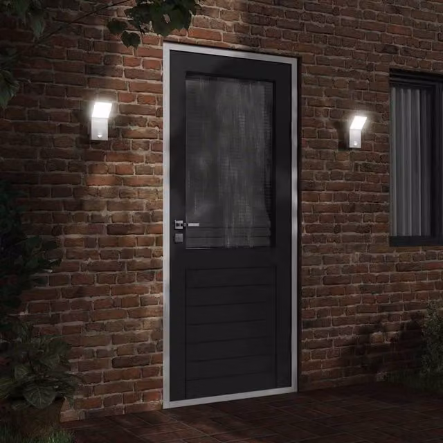 Berkfield Home Set of 2 White Outdoor LED Wall Lights with Motion Sensor and Timer, Die-cast Aluminium