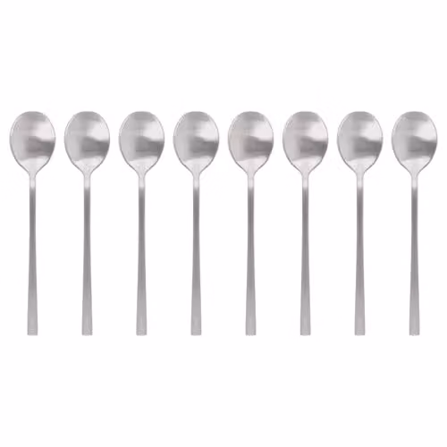 Argon Tableware Polished Silver Stainless Steel Teaspoons, Pack of 8