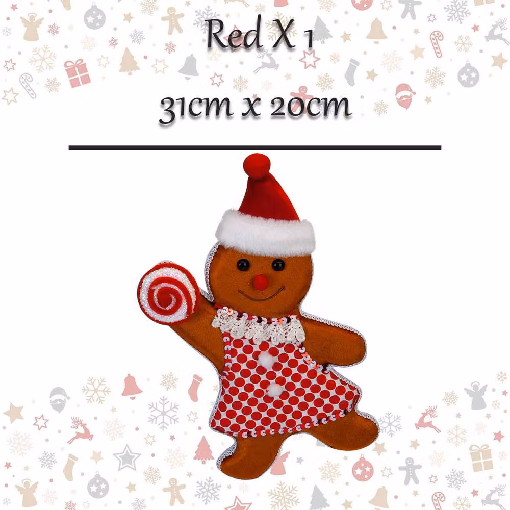 VFM e-Store Christmas Gingerbread Animal Hanging Decoration, Red and Multicolour, H 31 cm x W 20 cm – 2