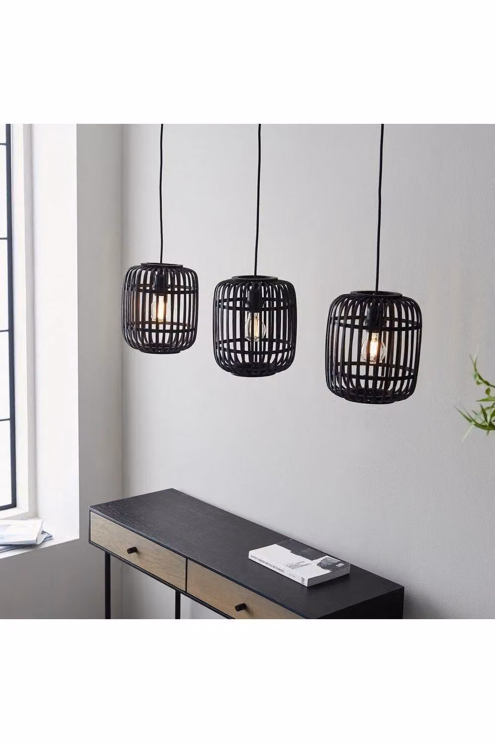Netlighting Mathias Bar Pendant Ceiling Lamp in Dark Bamboo and Matt Black – 2
