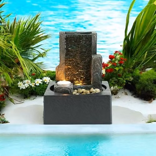 Minster Table-Top Fountain in Grey, W/D/H: 18 x 18 x 25 cm – 2