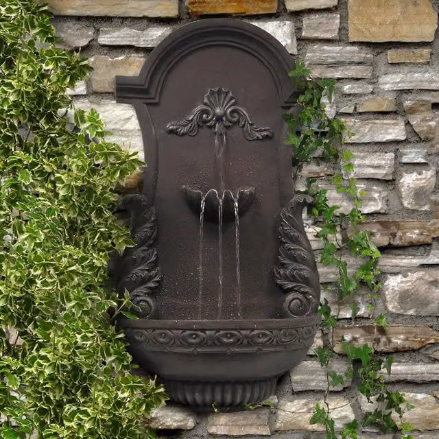 Primrose Angel Wings Antique Brown Wall Fountain Water Feature