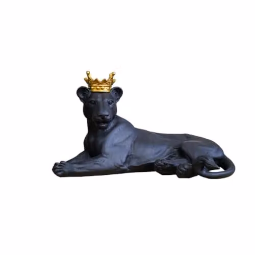 Gifts Direct 2 U Laying Black and Gold Lioness Queen Sculpture Ornament – 1