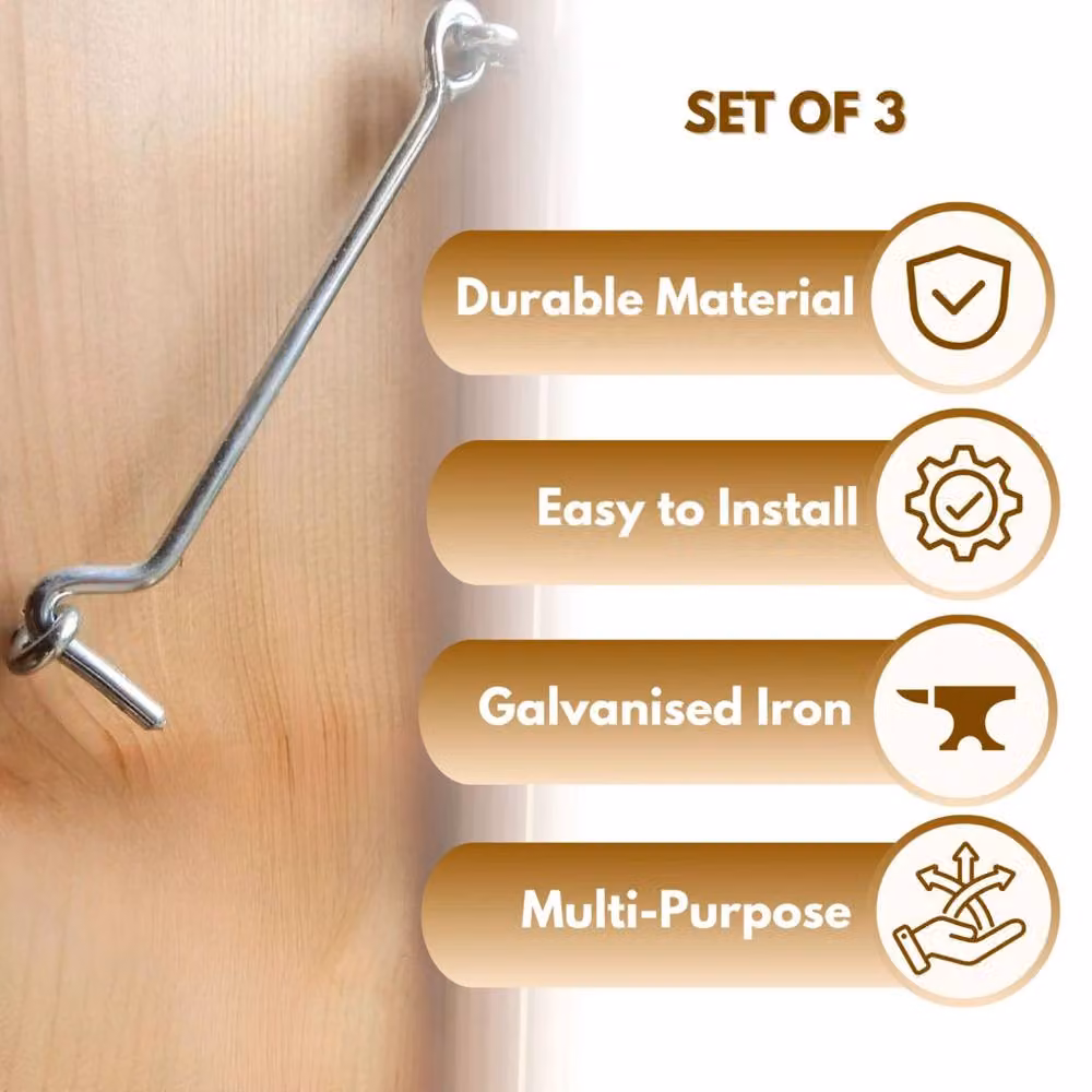 Marco Paul Galvanised Iron Hook and Eye Latch Set in Silver – 4