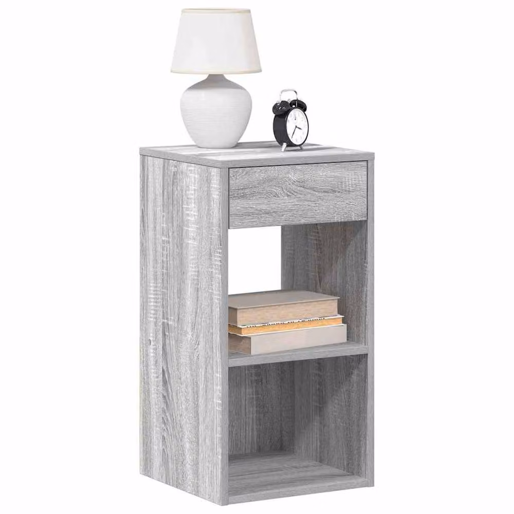 Berkfield Home Set of 2 Durable Bedside Cabinets with Drawer in Grey Sonoma, W: 35 cm, D: 34 cm, H: 66.5 cm – 1