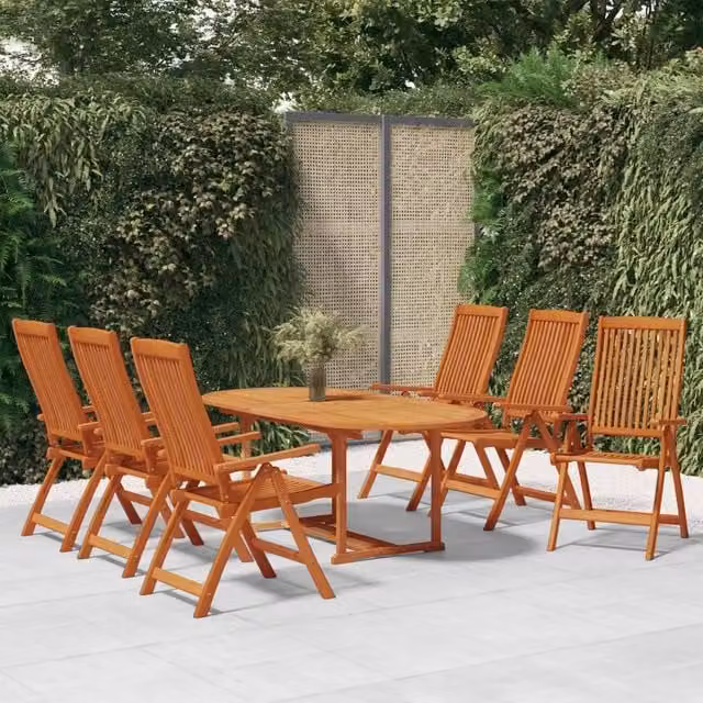 Berkfield Home 7 Piece Garden Dining Set in Brown Solid Eucalyptus Wood