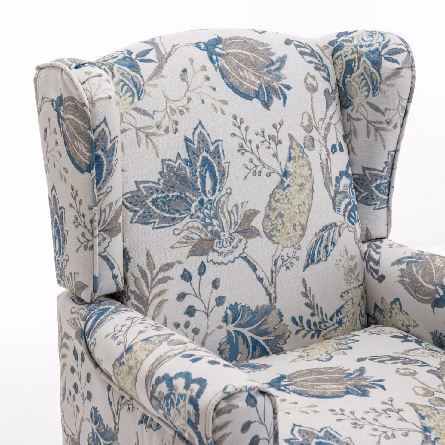 FURNITURE ONE Retro Floral Wingback Armchair in Bright Blue – 3