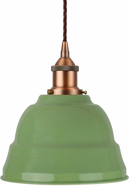 SE Home Lincoln Pendant Light in Mint Green with Matt Antique Copper and Brown Twisted Details – 1