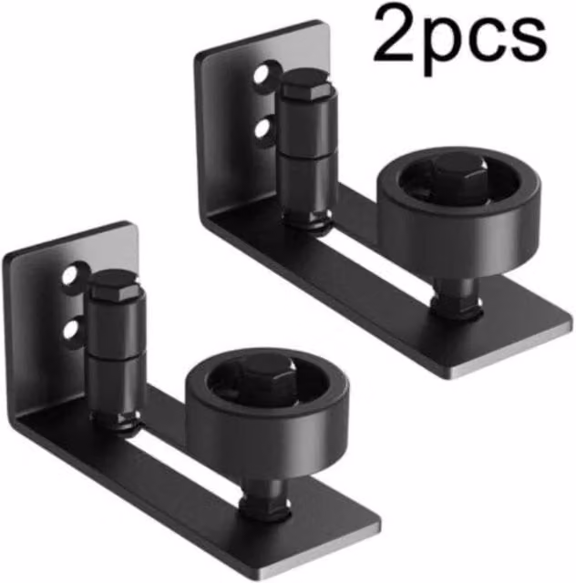 PAWNORA Sliding Rail Barn Door Hardware, 2-Piece Set, Black