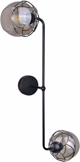 Netlighting Mera Wall Lamp Black with Transparent Glass Spheres, 2x E27, Diameter: 23 cm
