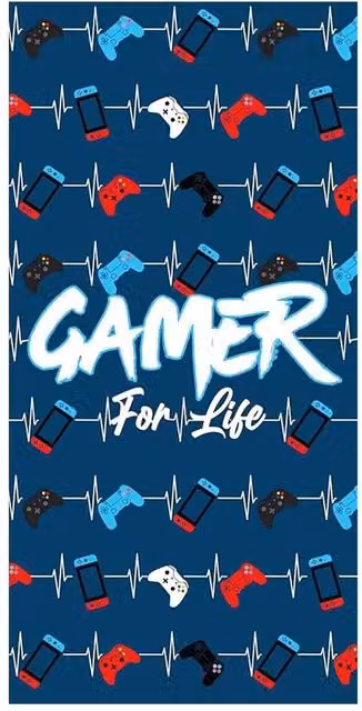 Floso Blue Gamer Game Controller Cotton Towel, W: 140 cm, H: 70 cm, D: 70 cm – 1