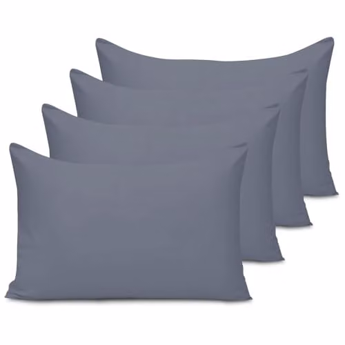 Pamposh Grey Microfibre Pillow Case Set of 4 with Envelope Closure, W/H: 50 x 75 cm