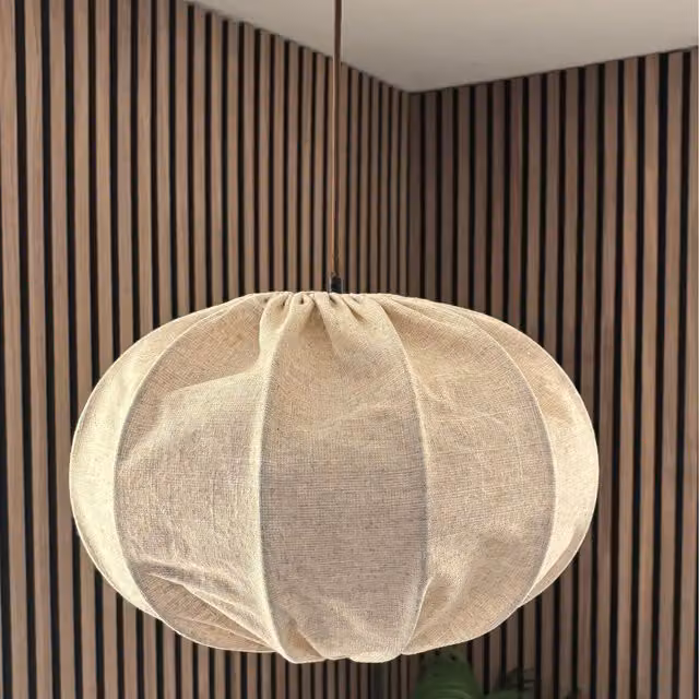CGC Interiors Serafina Large Oval Loose Linen Fabric Lampshade in Beige
