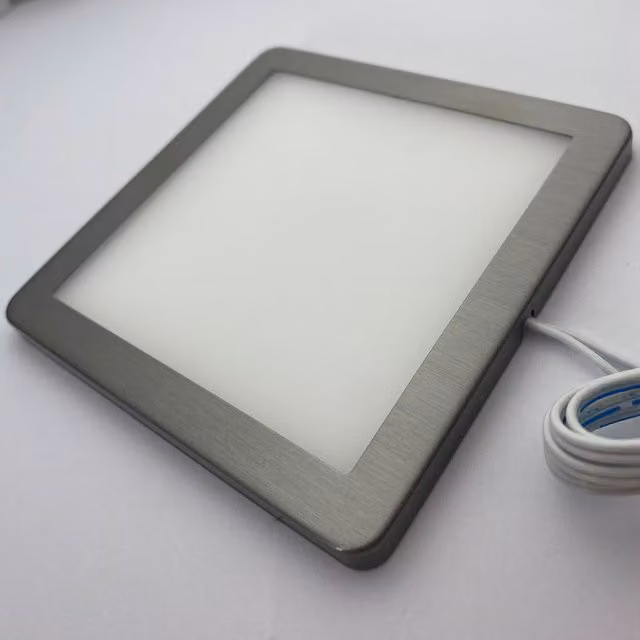 Loops Ultra-Slim Square Under Cabinet Kitchen LED Light and Driver Kit in Brushed Nickel with Warm White Diffused Light