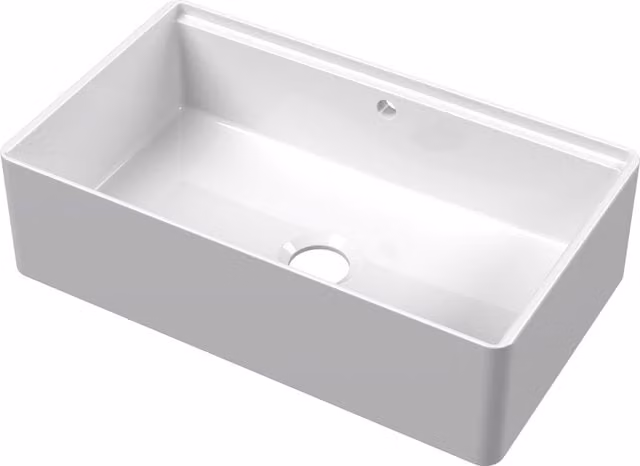 Balterley White Ceramic 1 Bowl Kitchen Sink with Ledge and Overflow, W: 79.5 cm – 1