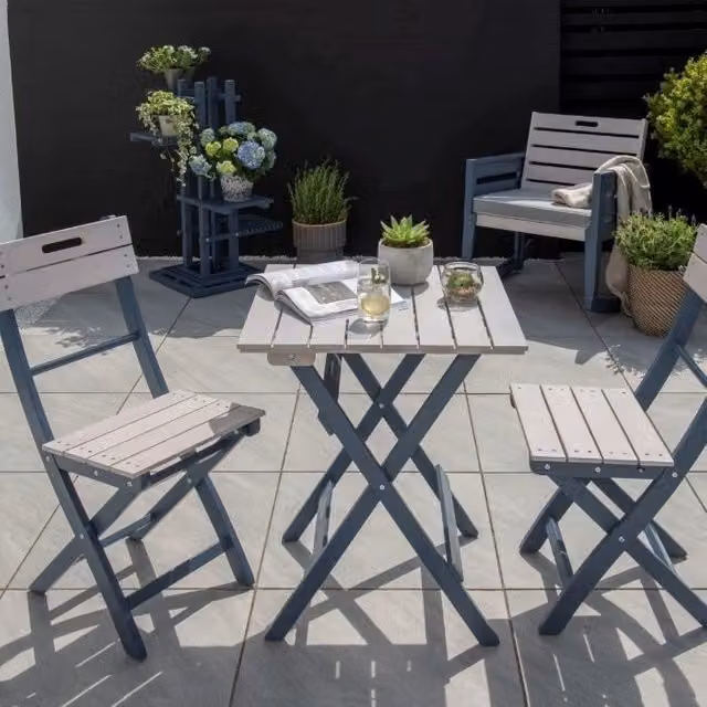 Primrose Florenity Eucalyptus 2 Seat Galaxy Bistro Set in Greywash, Blue and Beige – 2