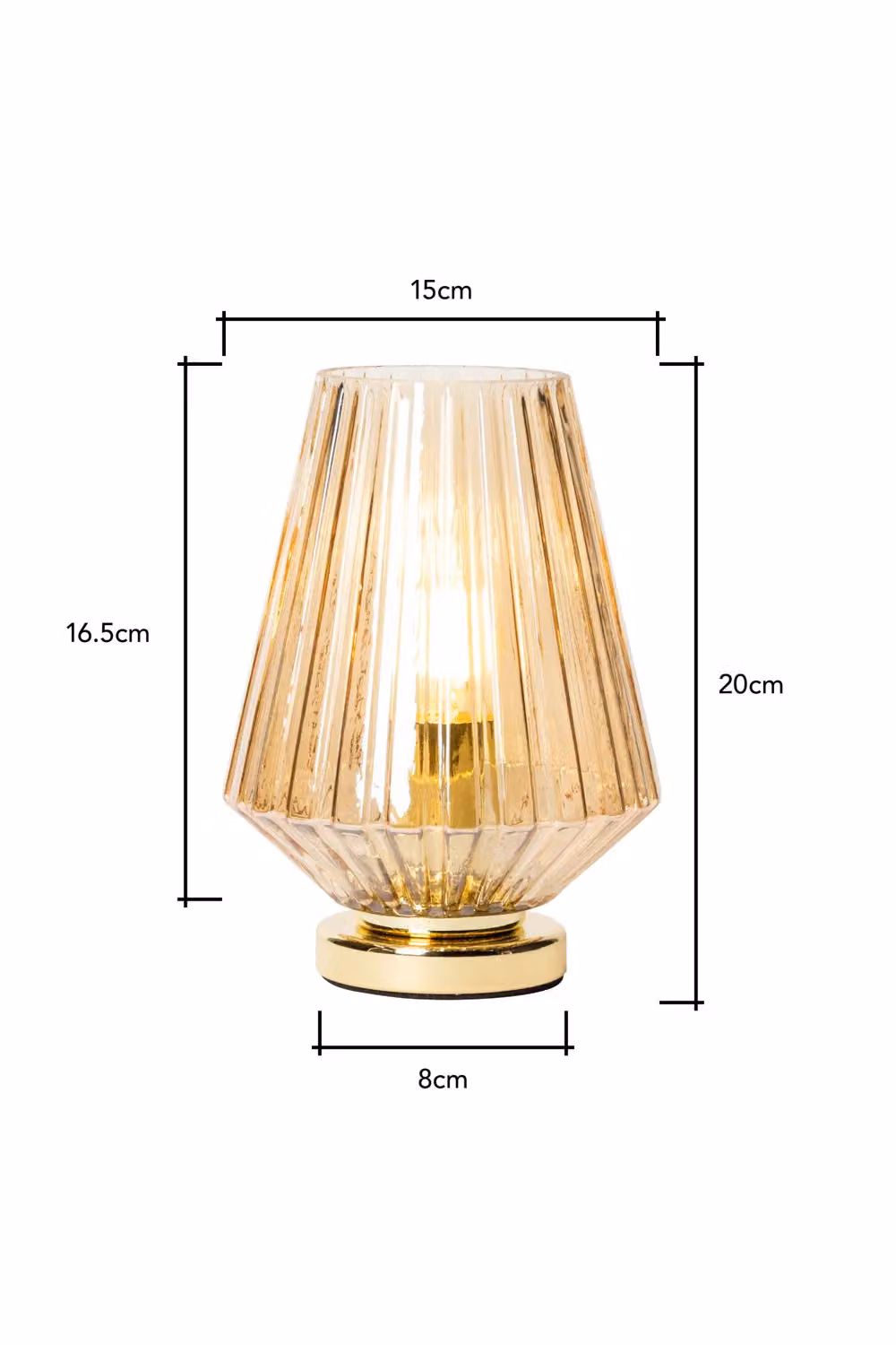 BHS Lighting Poplar Gold and Brass Mid-Century Table Lamp with Glass Shade – 2