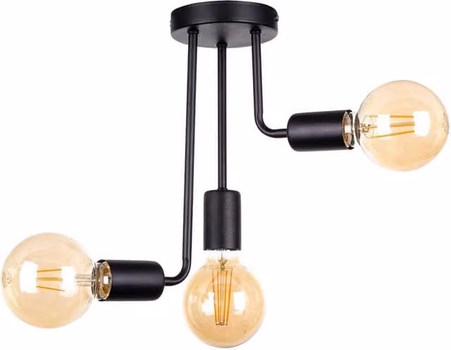 Netlighting Megan Multi Arm Semi Flush Ceiling Light in Black, Diameter: 25 cm, 3x E27