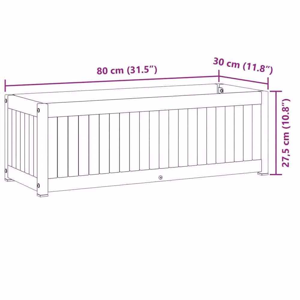 Berkfield Home Garden Planter in Brown Acacia Wood and Steel, W/D/H: 80 x 30 x 27.5 cm – 5