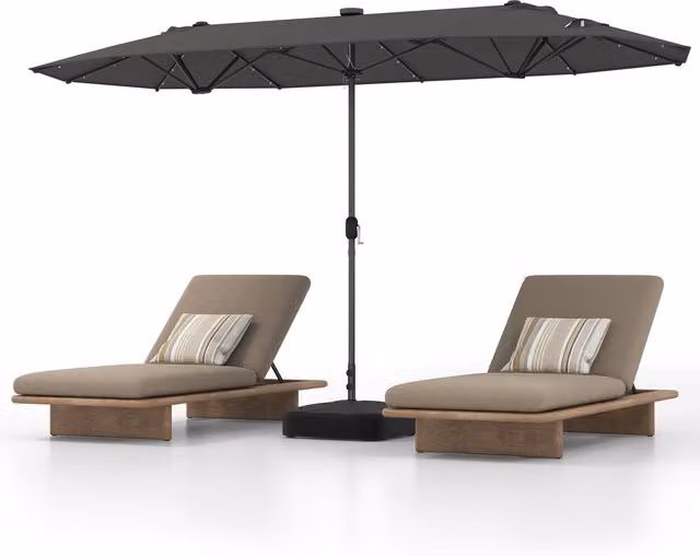 COSTWAY Twin Extra Large Freestanding Patio Umbrella in Grey