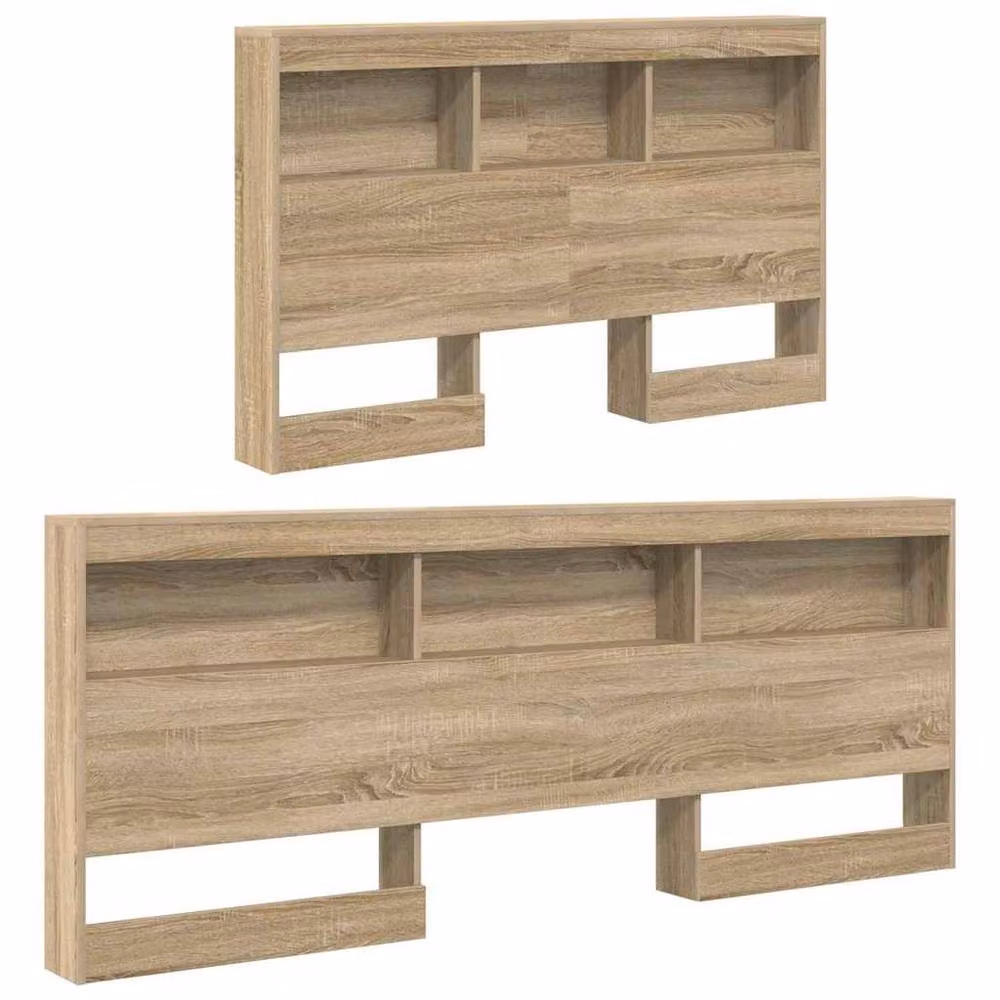 Berkfield Home Storage Headboard with Shelf in Sonoma Oak, Light Tan and Beige, Width: 120 cm – 3