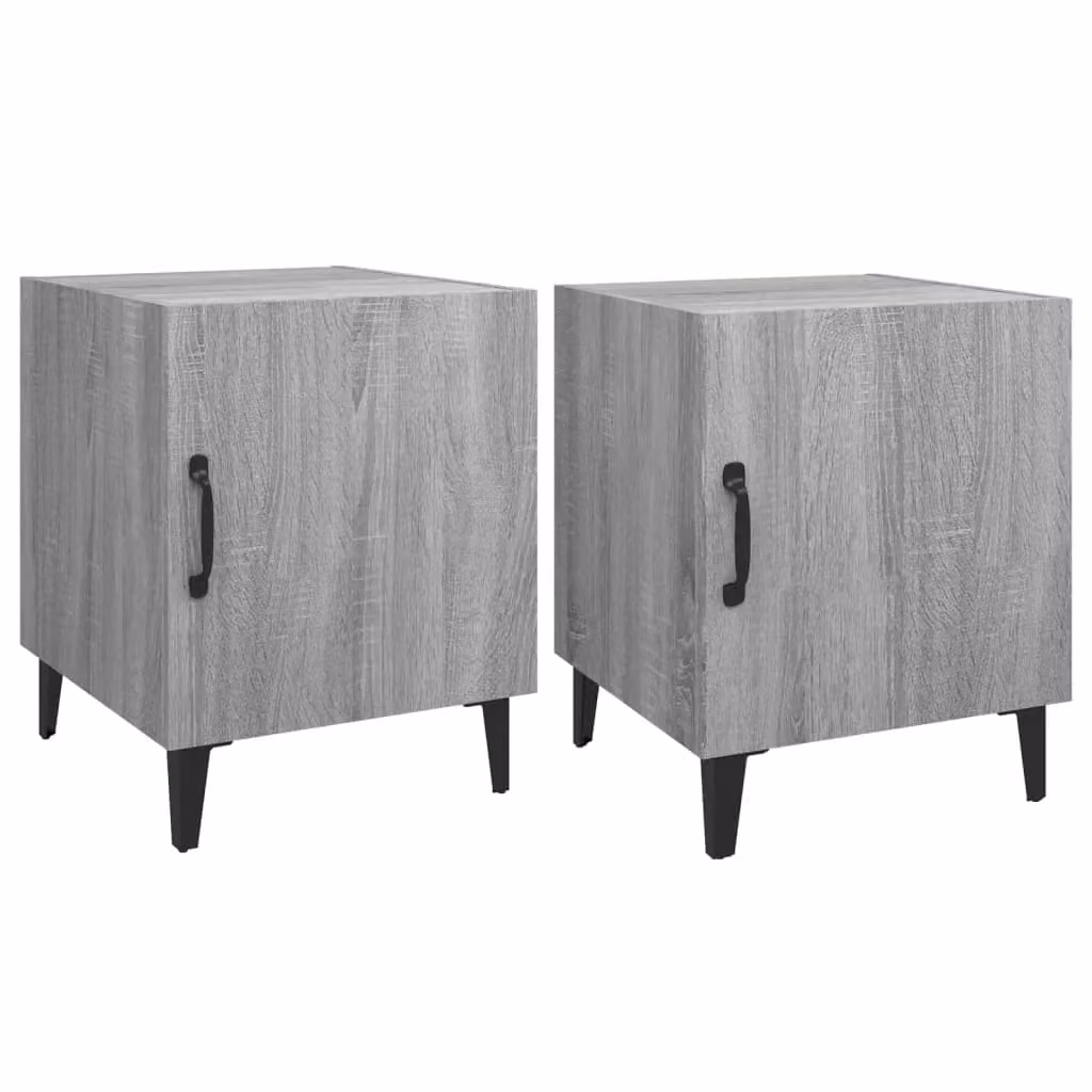 Berkfield Home Set of 2 Grey Sonoma Bedside Cabinets in Engineered Wood