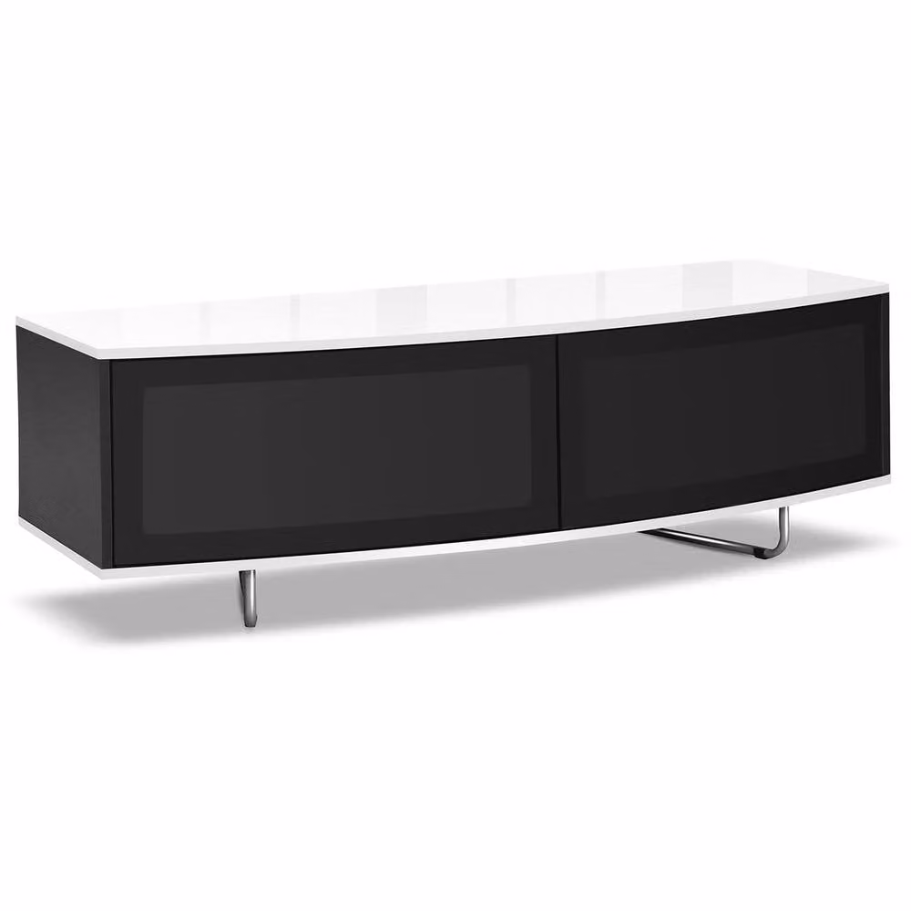 Centurion Supports CARU Beam-Thru D-Shape TV Cabinet for 32-65 inch Flat Screens, White Glossy Finish, W: 120 cm, D: 39 cm, H: 43 cm – 3