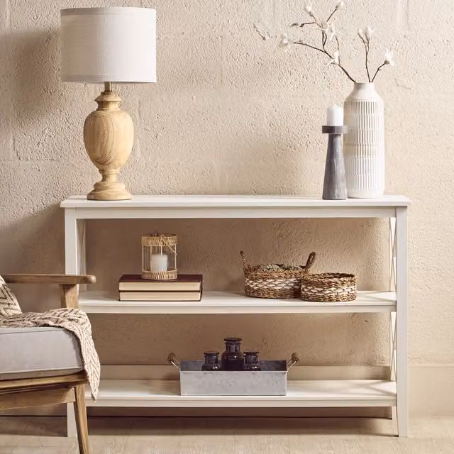 Orsina Heritage Three Shelf Large White Bookcase – 2