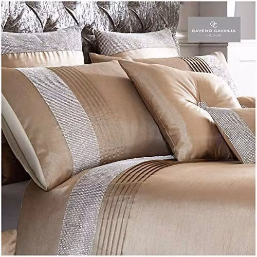 Gaveno Cavailia Oxy Duvet Set with Pillowcase, Beige Polyester, W/D/H: 140 x 200 cm and 90 x 200 cm – 2