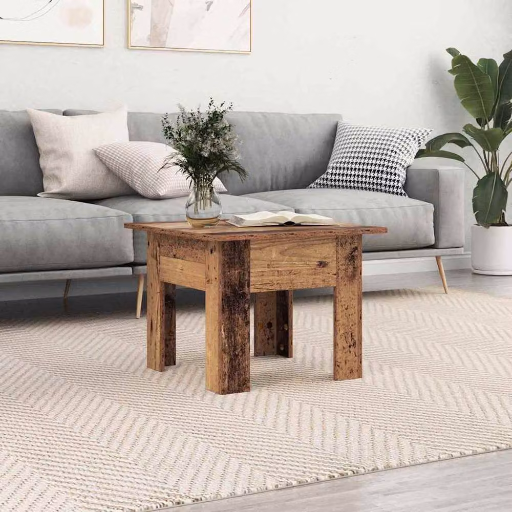 Berkfield Home Elegant Coffee Table in Brown Old Wood, W/D/H: 55 x 55 x 42 cm – 2