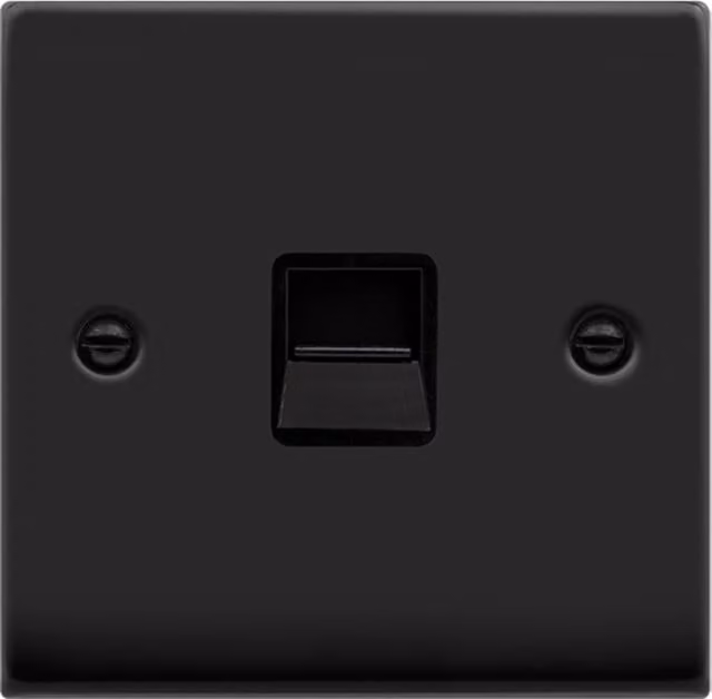 SE HOME Matt Black Secondary Telephone Single Flush Socket Plate
