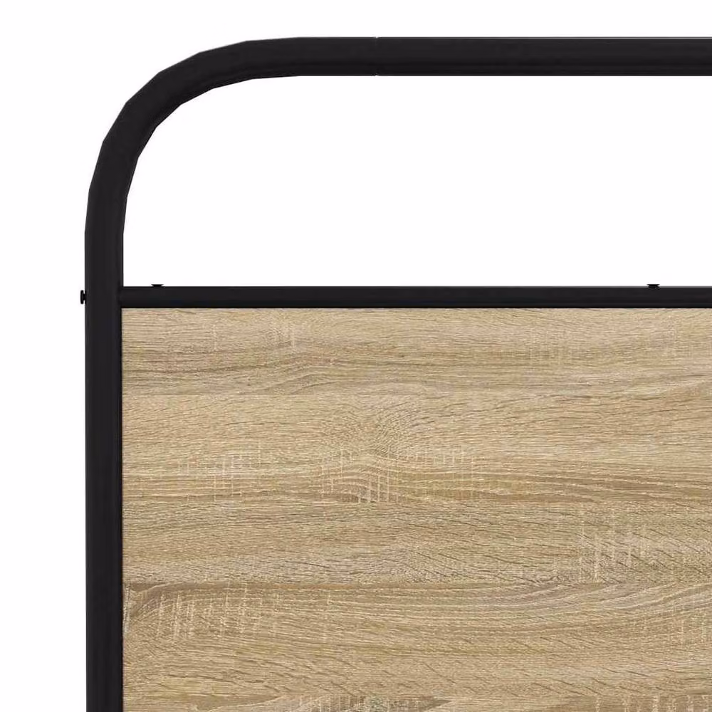 Berkfield Home Metal and Wood Bed Frame in Sonoma Oak and Light Tan, Super King, W/D/H: 180 x 200 cm – 3