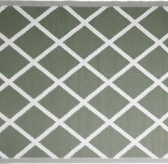 idooka Diamond Outdoor Camping Rug Mat in Green and White, W/D: 180 x 90 cm