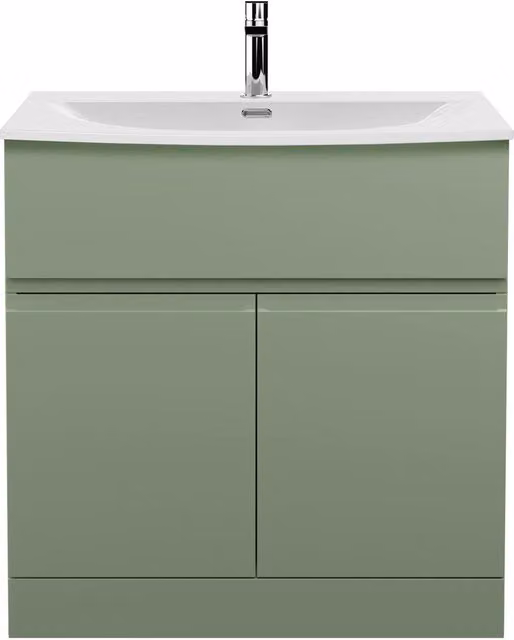Balterley Mavesyn 2 Door 1 Drawer Freestanding Vanity Basin Unit in Matt Green, Width: 80 cm