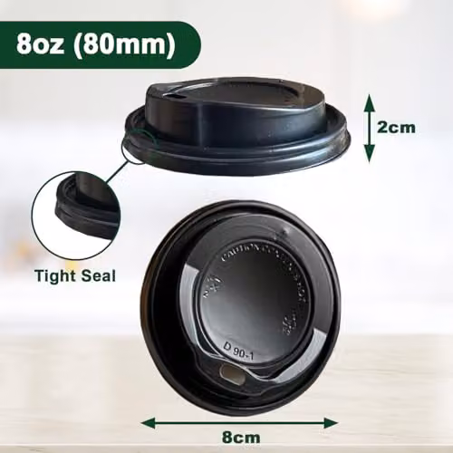 ECONX 100 Black Disposable 8oz Coffee Cup Sip-Through Lids, 80mm Plastic Lids – 2