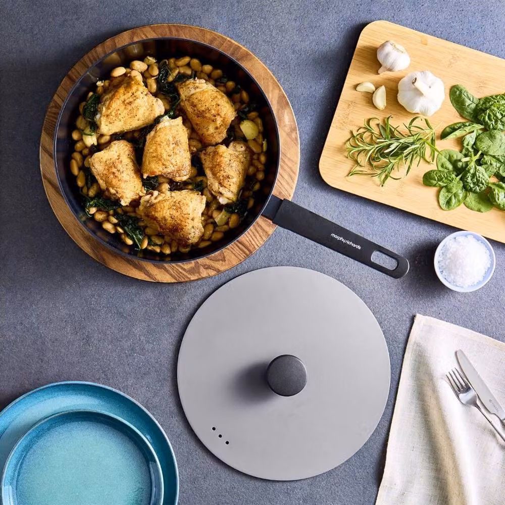 Morphy Richards Non-Stick Forged Aluminium Saute Pan, Grey, 28 cm – 3