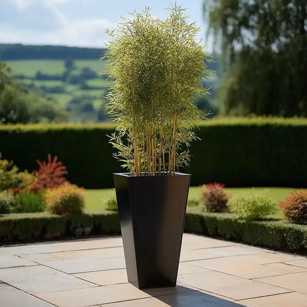 Access Garden Products Matte Black Galvanised Steel Tapered Square Planter Tub, Height: 70 cm – 4