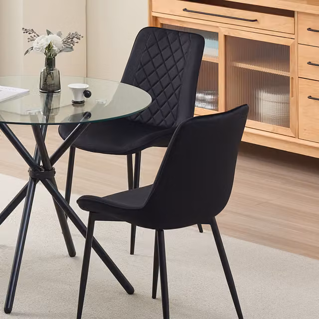 Madefor.living Amelia Velvet Comfort Dining Chairs Set of 2 - Black