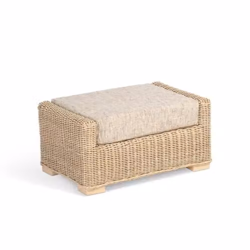 Desser Burford Natural Rattan Footstool with Farrow Multicolour Cushion – 1