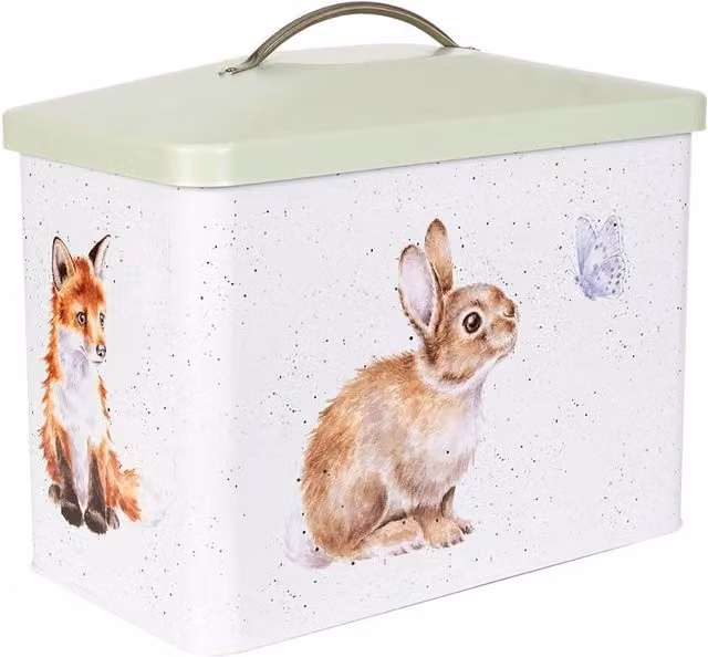 Wrendale Designs The Country Set Animal Bread Bin in White and Multicolour Metal