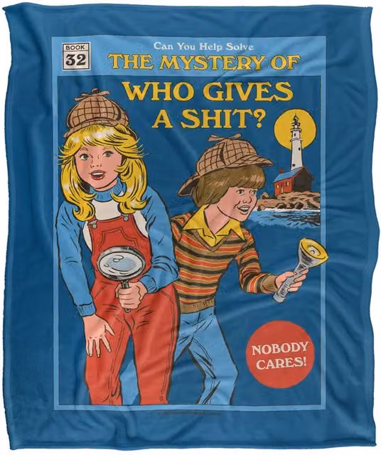 Steven Rhodes Who Gives A Shit Super Soft Fleece Throw Blanket, Multicolour, W/D/H: 91 x 147 cm