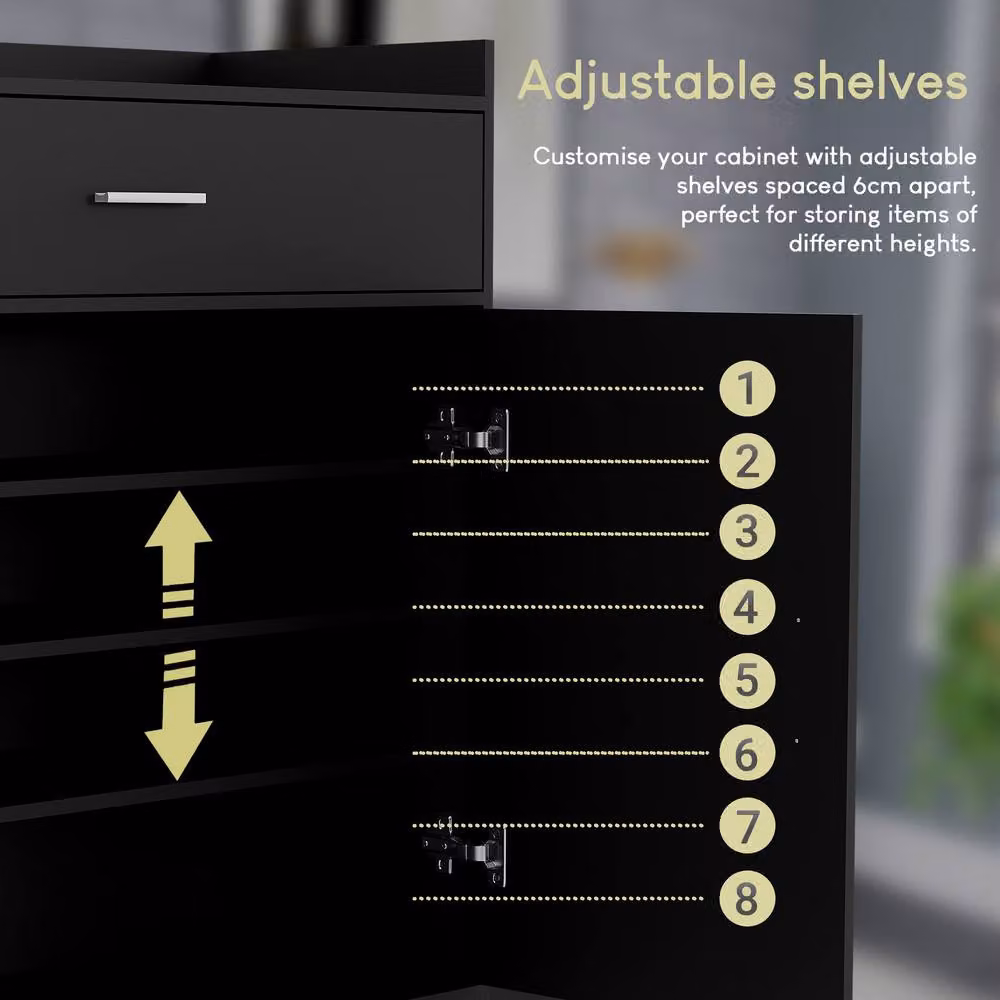 HD Designs Dalby Modern 2 Door 1 Drawer Shoe Cabinet in Black Matt – 4