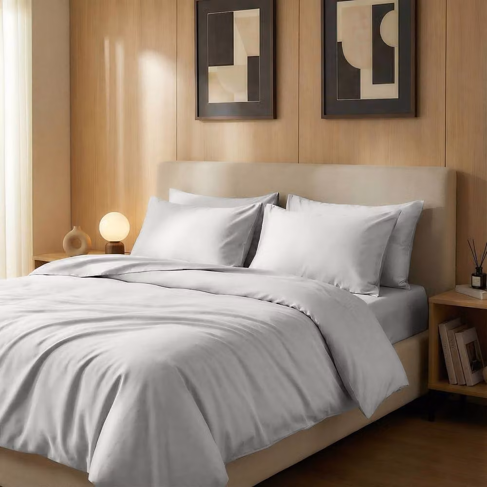 Bedable Super King 100% Cotton Sateen Bedding Bundle in Grey, including Duvet Cover, Fitted Sheet, 4 Pillowcases, Duvet and 4 Pillows – 2