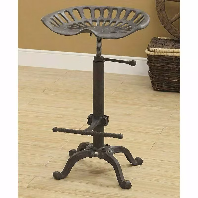 Marco Paul Brown Cast Iron Vintage Industrial Bar Stool – 3
