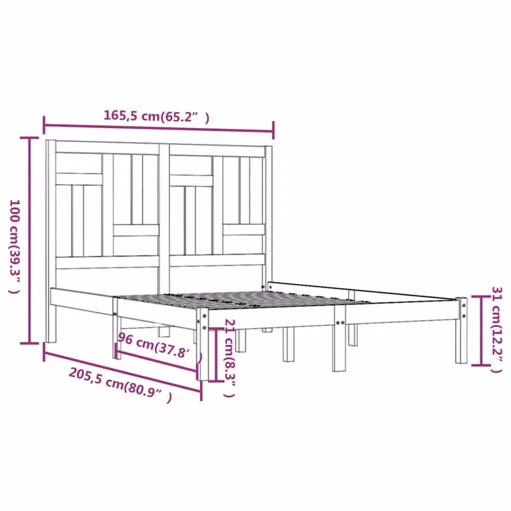 Berkfield Home Solid Wood Pine Bed Frame in Brown, W/D/H: 160 x 200 cm – 2