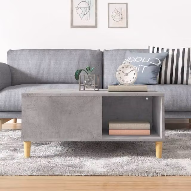 Berkfield Home Sturdy Square Coffee Table in Concrete Grey, W/D/H: 80 x 80 x 36.5 cm – 1