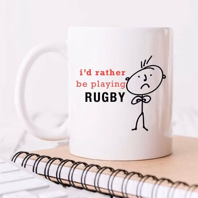 60 Second Makeover Mens I'd Rather Be Playing Rugby Ceramic Mug, White, 11oz