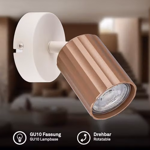 Briloner Adjustable GU10 Modern Metal Wall Light in Brown, W/D/H: 8 x 8 x 12.5 cm – 2