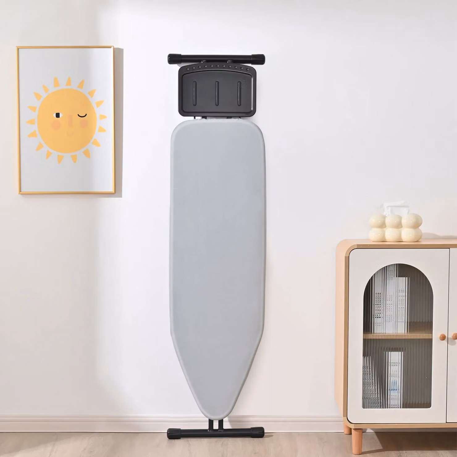 Xample Lightweight Foldable Ironing Board with Adjustable Height and Iron Rest in Grey – 2